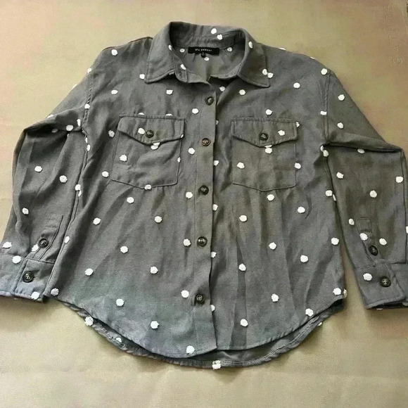 Blu Pepper | Pom Pom Button Front Shirt Jacket - Picture 2 of 8